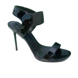 Donald Pliner Black Patent Leather Elastic Ankle Cuff Sandals Shoe NWT New $245
